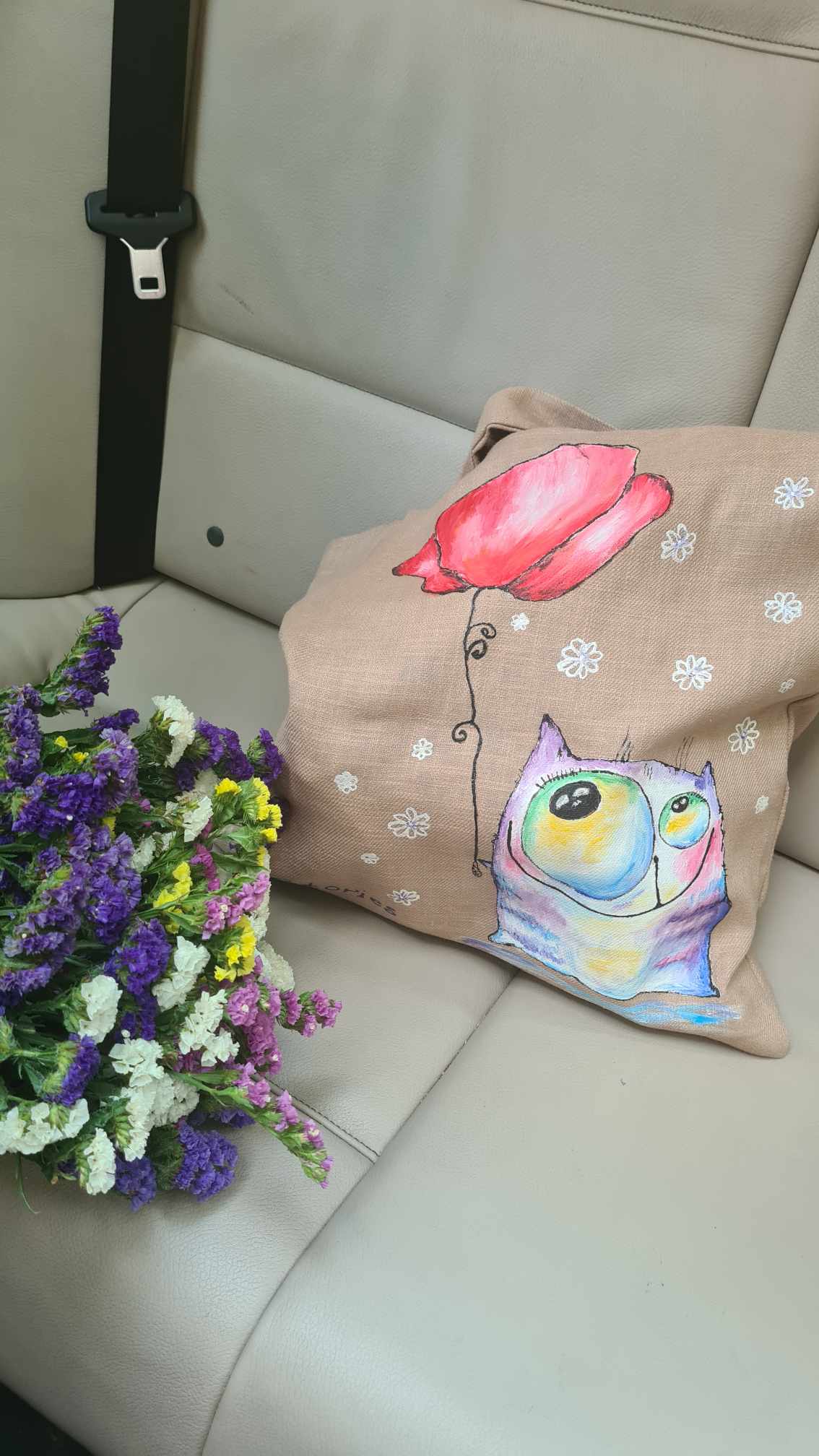 Torba Shopper lniana malowana ręcznie