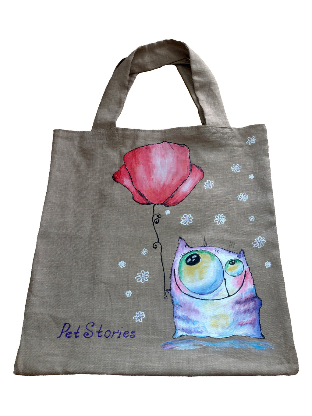 Torba Shopper lniana malowana ręcznie