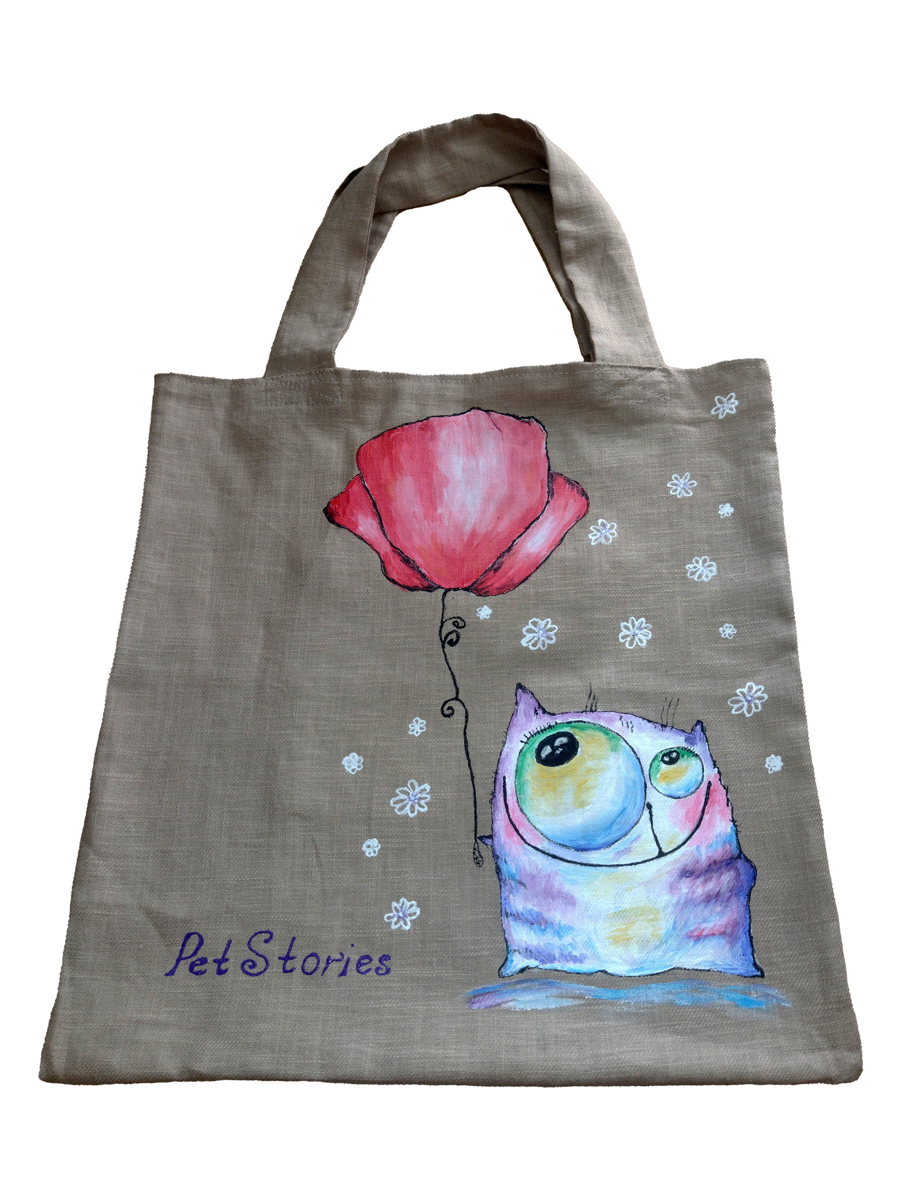 Torba Shopper lniana malowana ręcznie