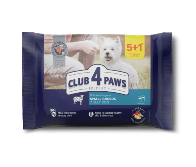 CLUB 4 PAWS Premium mokra karma dla psów małych ras z jagnięciną 5+1 GRATIS