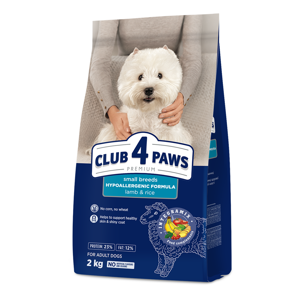 CLUB 4 PAWS SUCHA KARMA DLA DOROSŁYCH PSÓW MAŁYCH RAS JAGNIĘCINA I RYŻ 2kg
