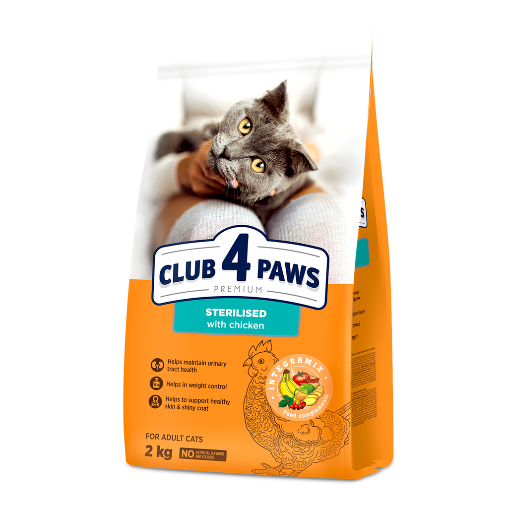 CLUB 4 PAWS dla kotów sterylizowanych kurczak 2 kg