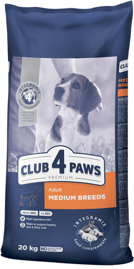 CLUB 4 PAWS Premium sucha karma dla psów średnich ras 20 kg