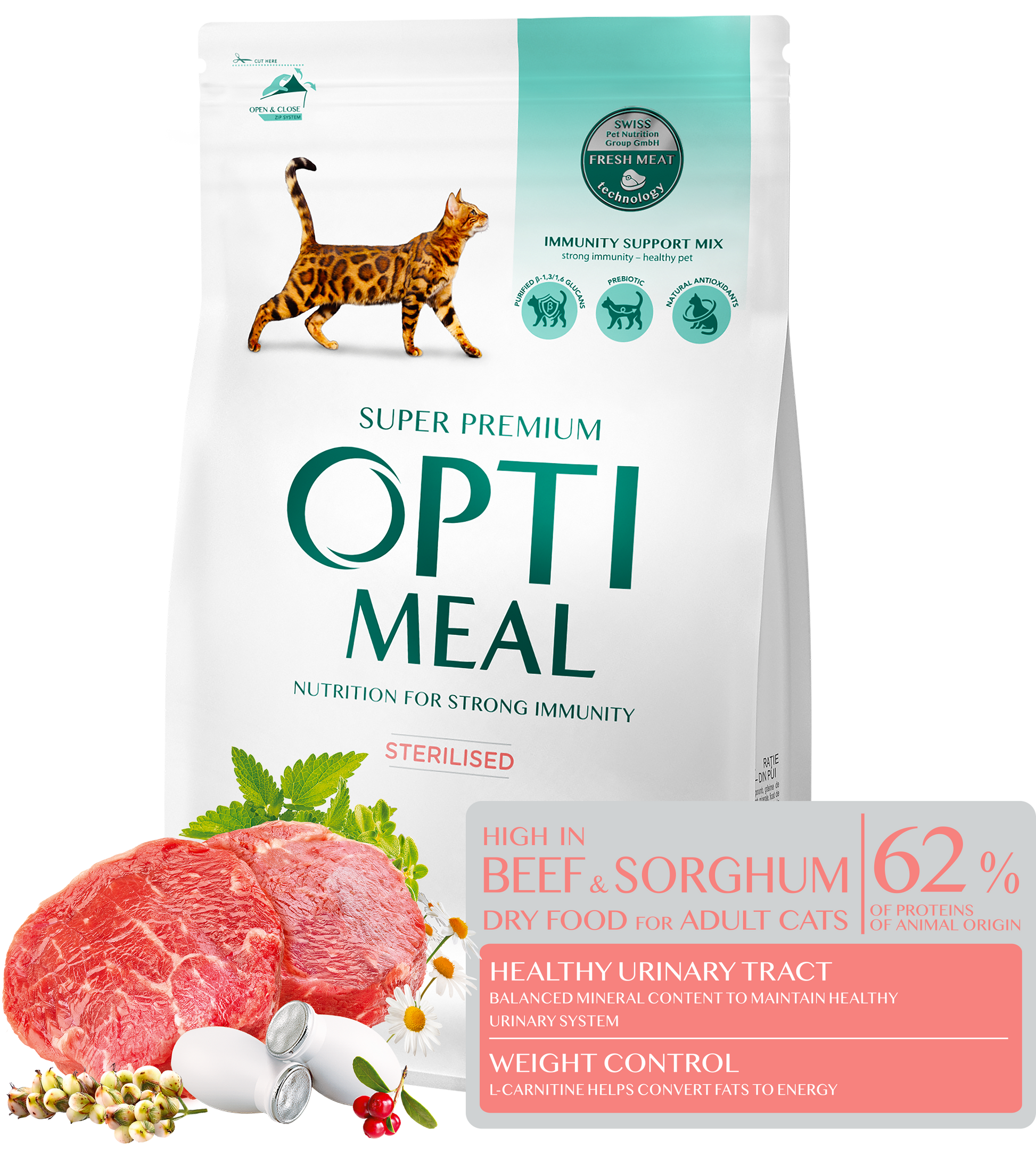 OPTIMEAL SUCHA KARMA DLA STERYLIZOWANYCH KOTÓW - WOŁOWINY I SORGO 0,7 KG