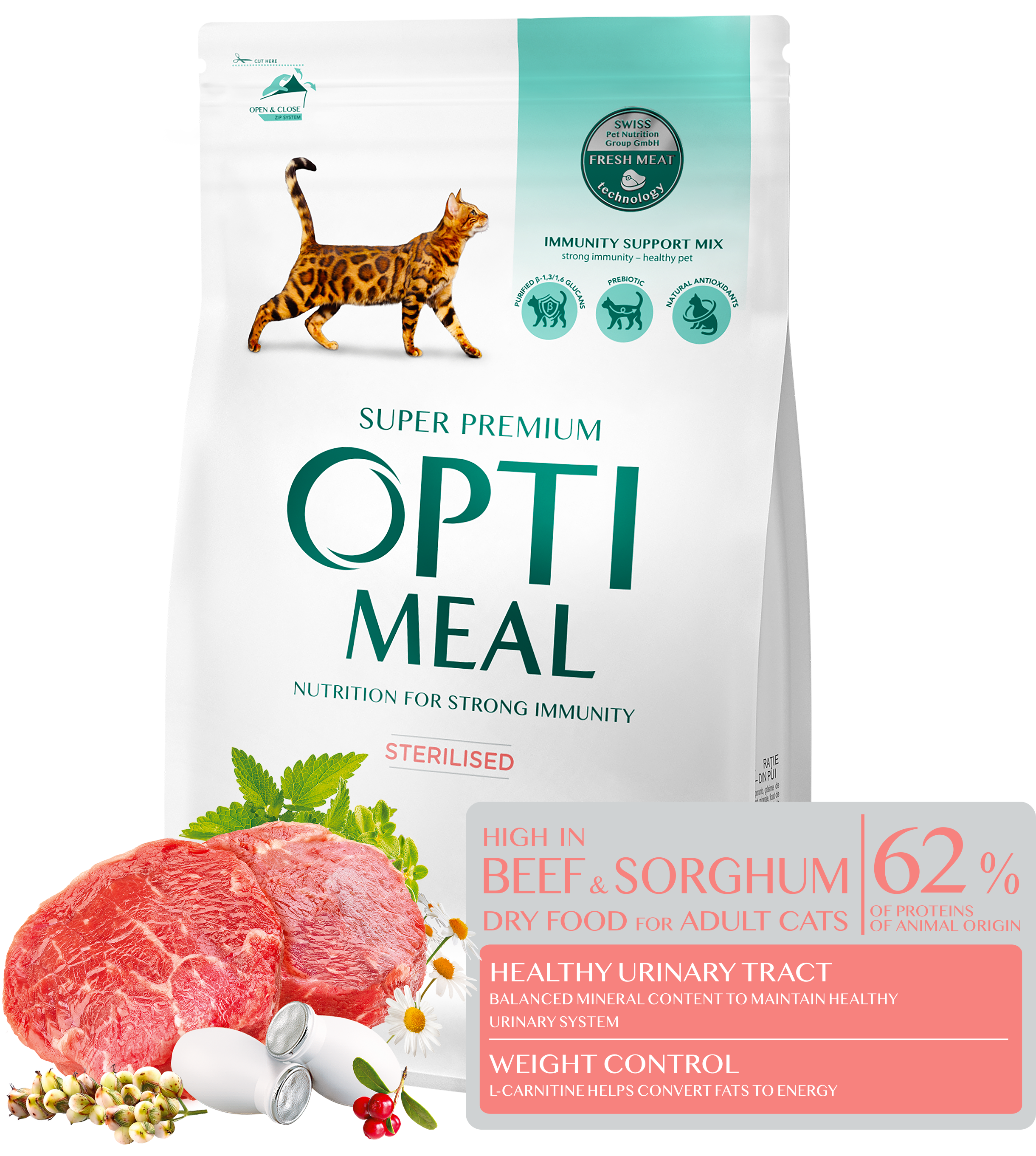 OPTIMEAL SUCHA KARMA DLA STERYLIZOWANYCH KOTÓW - WOŁOWINY I SORGO 0,7 KG