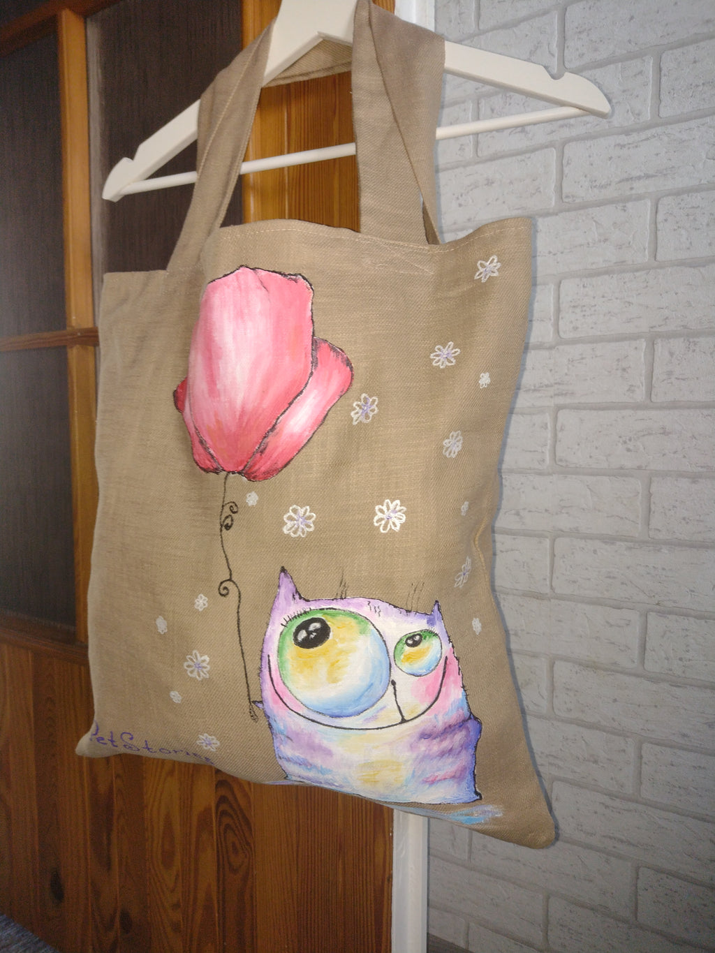 Torba Shopper lniana malowana ręcznie
