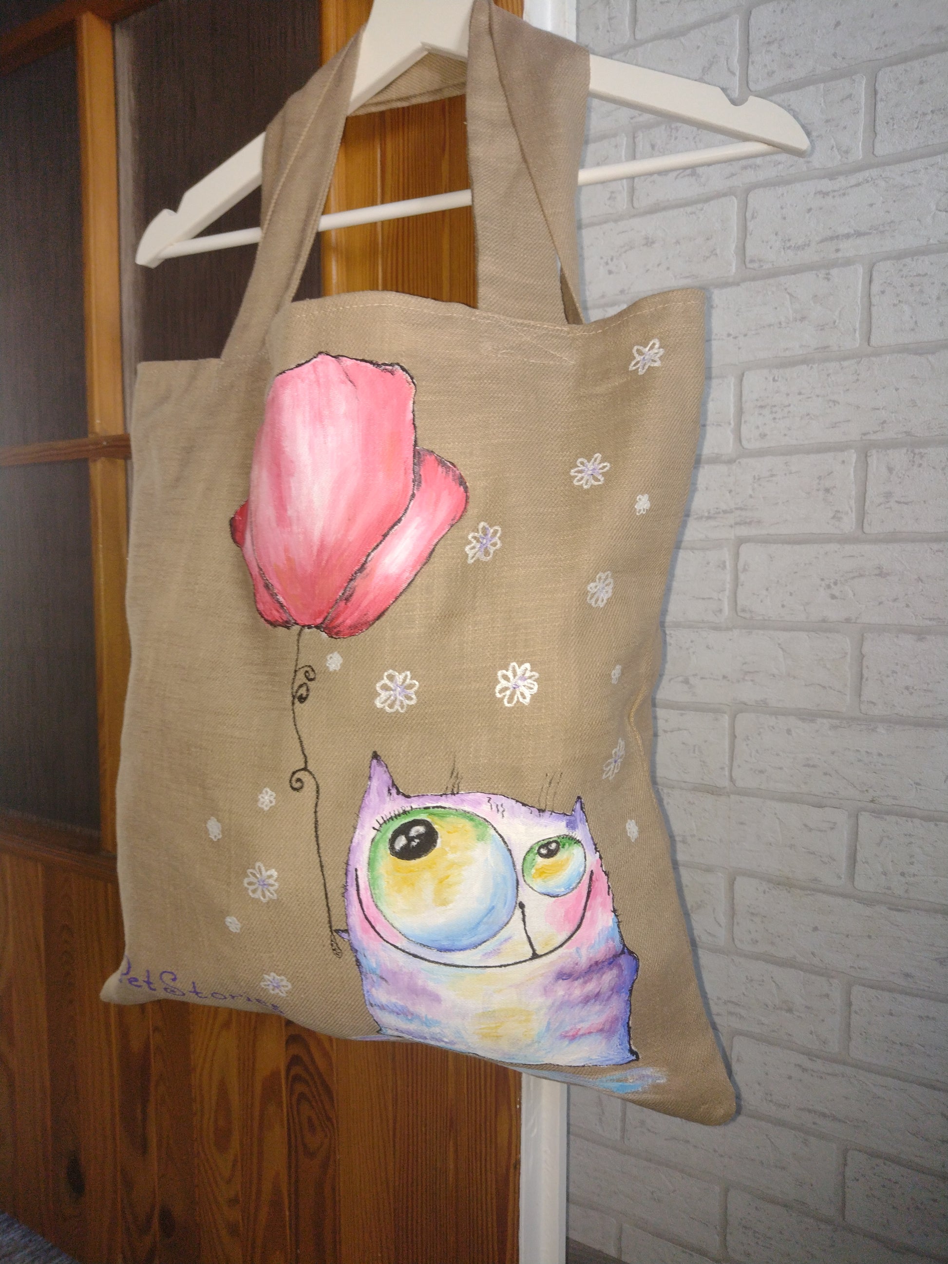 Torba Shopper lniana malowana ręcznie