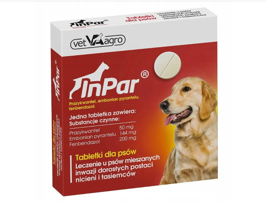 INPAR TABLETKI ODROBACZAJĄCE DLA PSÓW 10 tabletek