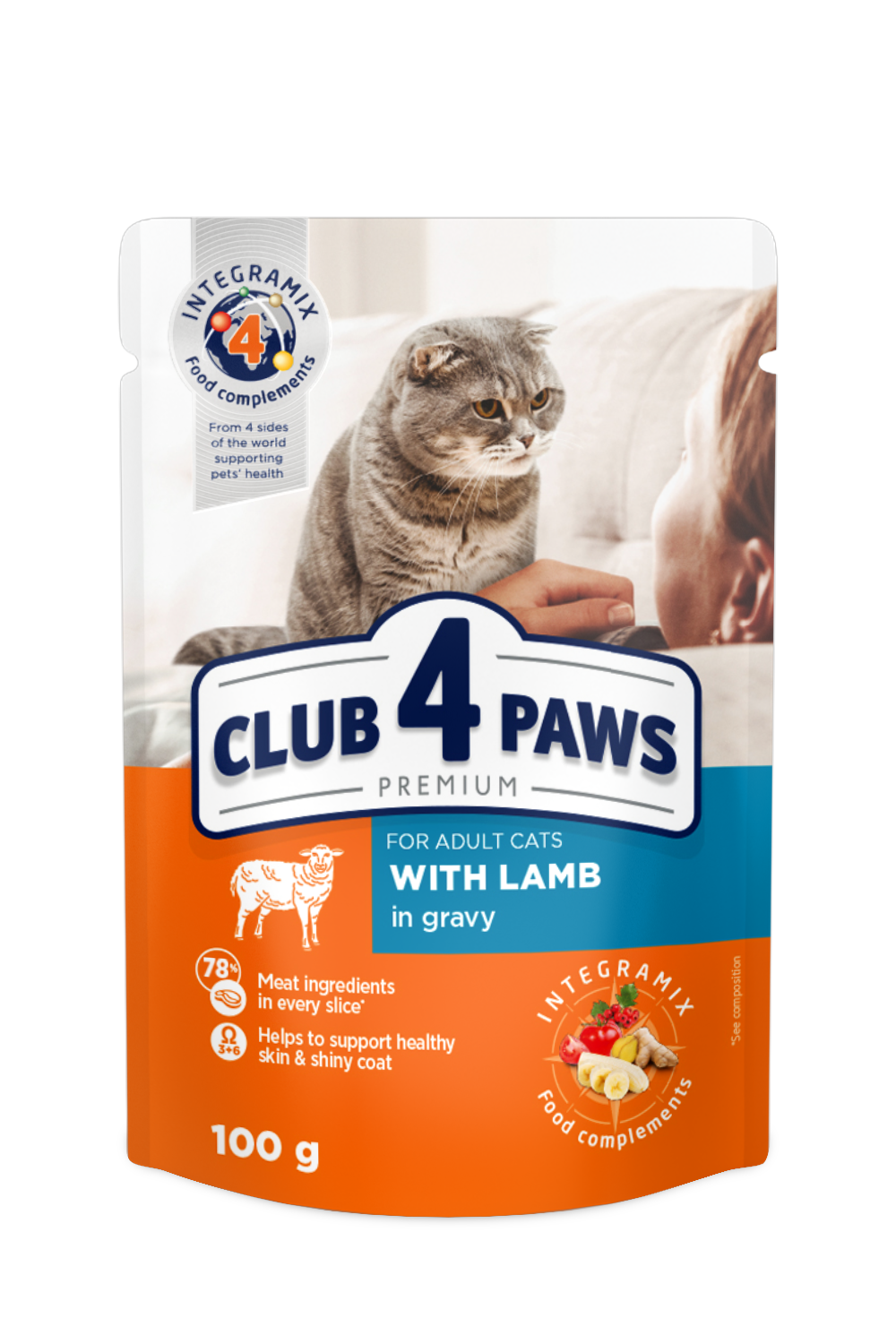 CLUB 4 PAWS MOKRA KARMA DLA KOTÓW - JAGNIĘCINA W SOSIE 100g 7+1 GRATIS