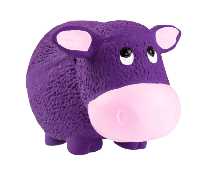 Piłka dla psa lateksowa z piszczałką - Fioletowa krowa 9cm