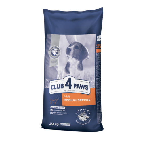CLUB 4 PAWS Premium sucha karma dla psów średnich ras 20 kg