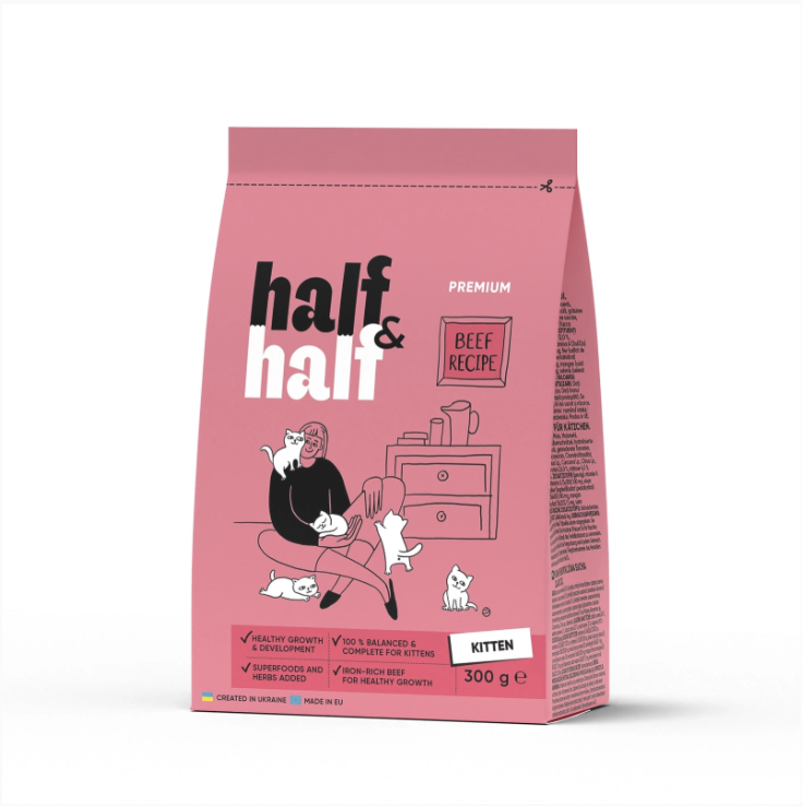 Half&Half sucha karma dla kociąt - wołowina 2 kg