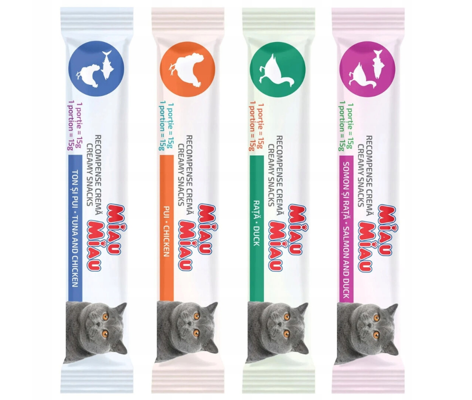 MIAU MIAU kremowe przysmaki dla kota MIX SMAKÓW 4x15g
